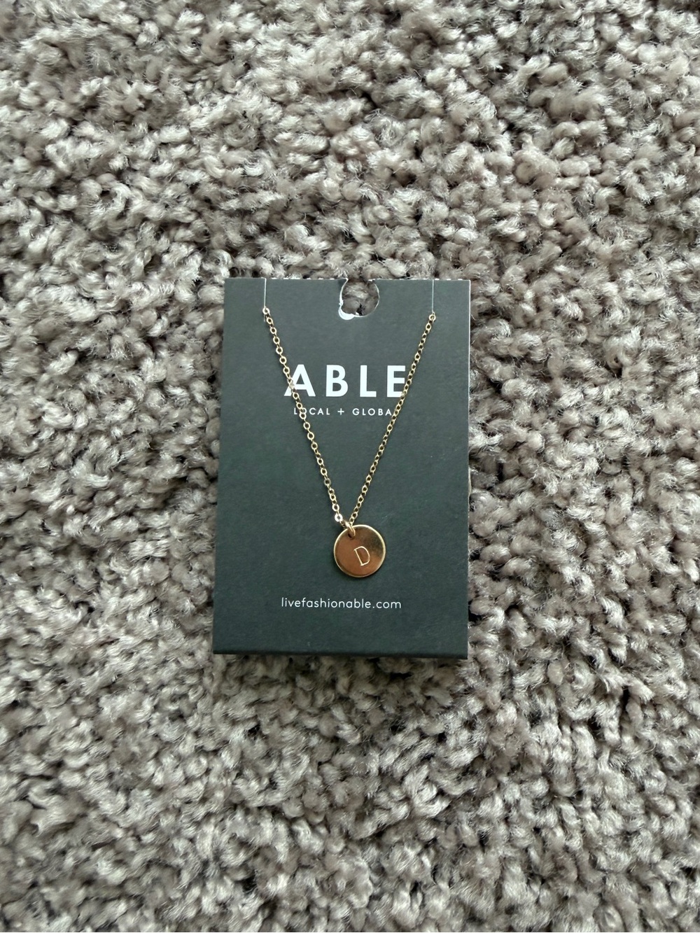 “D” Initial Able Gold Pendant Necklace - Picture 1 of 3